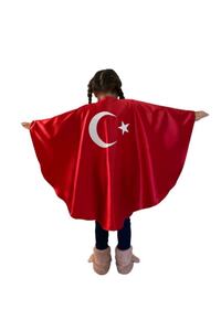 Türk Bayrak Pelerin Kostüm-kırmızı Ay Yıldızlı Bayrak Pelerin ürün fotoğrafı