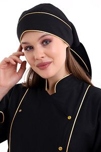 Kuyruklu Bone - Siyah-sarı Biye ürün fotoğrafı