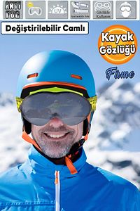 Bellasimo Kayak Kar Gözlüğü Değiştirebilir Camlı Antifog Güneş Kar Gözlük Füme Snowboard Glasses ürün fotoğrafı