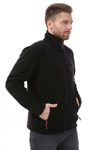 Unisex Siyah Bato Yaka Tam Fermuarlı 3 Cepli Outdoor Polar Ceket ürün fotoğrafı