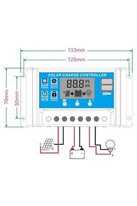 60a Güneş Solar Paneli Akü Şarj Kontrol Cihazı 12v-24v Kontrol Cihazı Akü Şarj Regülatör Pwm 60a ürün fotoğrafı