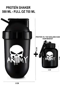 Protein Shaker + Toz Saklama Hunisi Sporcu Shaker + Toz Saklama Kabı Fitness Shaker Pillbox ürün fotoğrafı