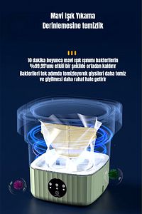 Katlanır Mini Çamaşır Makinesi Yeşil ürün fotoğrafı
