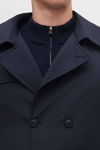 Ds Damat Regular Fit Lacivert Apoletli Beli Kemerli Pardösü/Trenckot ürün fotoğrafı