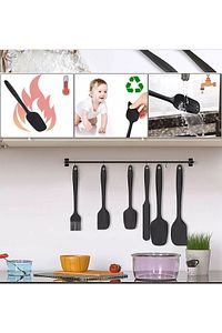 Drongo Isıya Dayanıklı Yanmaz Yapışmaz Silikon Spatula Seti 6 Parça Siyah ürün fotoğrafı