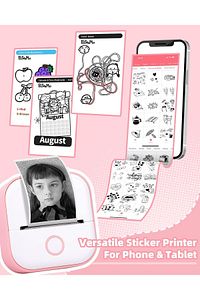 T02 Mini Taşınabilir Akıllı Cep Sticker Fotoğraf Yazıcı, Pembe, Yapay Zeka Destekli Uygulama ürün fotoğrafı