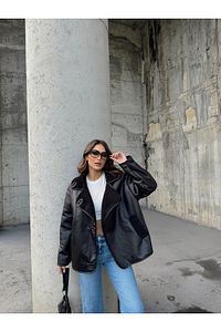 Yeni Sezon Çoban Düğmeli Deri Palto Mont ürün fotoğrafı