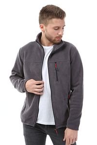 Unisex Gri Bato Yaka Tam Fermuarlı 3 Cepli Outdoor Polar Ceket ürün fotoğrafı