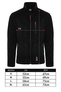 Unisex Siyah Bato Yaka Tam Fermuarlı 3 Cepli Outdoor Polar Ceket ürün fotoğrafı