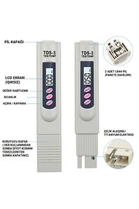 Tds Metre Su Kalite Test Ölçüm Cihazı Saflık Ölçer Pil ürün fotoğrafı