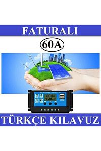 60a Güneş Solar Paneli Akü Şarj Kontrol Cihazı 12v-24v Kontrol Cihazı Akü Şarj Regülatör Pwm 60a ürün fotoğrafı