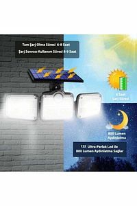 Güneş Panelli Kumandalı Solar 3 Modlu Güneş Enerjili Bahçe Karavan Aydınlatma Sokak Lambası ürün fotoğrafı