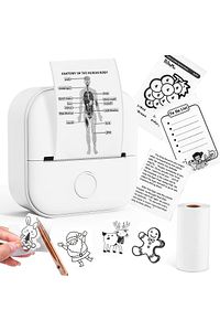 T02 Mini Taşınabilir Akıllı Cep Sticker Fotoğraf Yazıcı, Beyaz, Yapay Zeka Destekli Uygulama ürün fotoğrafı