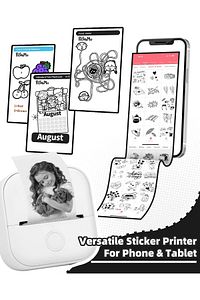 T02 Mini Taşınabilir Akıllı Cep Sticker Fotoğraf Yazıcı, Beyaz, Yapay Zeka Destekli Uygulama ürün fotoğrafı