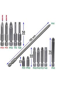 - Klytek Matkap Bits Uç Vidalama Ucu Düz Yıldız Torx Uçları Seti (13 PARÇA) ürün fotoğrafı