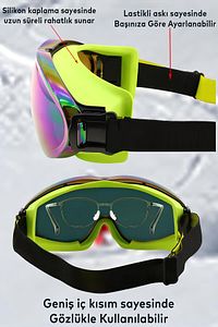Bellasimo Kayak Kar Gözlüğü Değiştirebilir Camlı Antifog Gözlük Gökkuşağı Snowboard Glasses Sporu ürün fotoğrafı