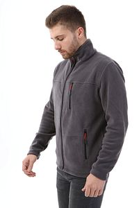 Unisex Gri Bato Yaka Tam Fermuarlı 3 Cepli Outdoor Polar Ceket ürün fotoğrafı
