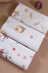 Çok Amaçlı Müslin Örtü & Battaniye 3'lü Set %100 Pamuk Oeko-teks Sertifikalı 80x80 Cm / Çk1 ürün fotoğrafı