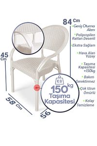 Bambu Pro 90x150cm Rattan Bahçe Balkon Masa Takımı 6 Kişilik Camsız Set Cappuccino ürün fotoğrafı