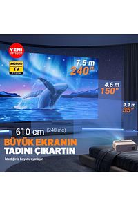 Sunspark 500w Android Tv 1080p Destekli Projeksiyon Cihazı 5g Wi-fi 5.1 Bluetooth 240 Inç Yansıtma ürün fotoğrafı