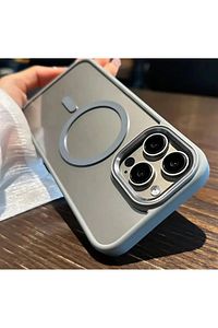 İphone 15 Pro Max Uyumlu Kılıf Kamera Çıkıntılı Magsafe Destekli Kenarı Renkli Hassas Butonlu Kapak ürün fotoğrafı