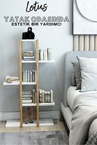 Lotus Beyaz Ahşap 5 Katlı Çiçeklik, Saksılık, Çiçek Standı, Dekoratif Raf / Çok Amaçlı Kullanım ürün fotoğrafı