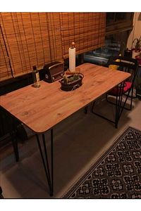 Retro 60×120 Metal Ayaklı Masa Mutfak Masası Çalışma Masası Bilgisayar Masası 120 cm 75 cm Kahveren ürün fotoğrafı