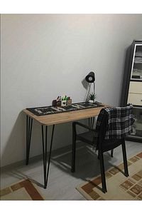 Retro 60×120 Metal Ayaklı Masa Mutfak Masası Çalışma Masası Bilgisayar Masası 120 cm 75 cm Kahveren ürün fotoğrafı