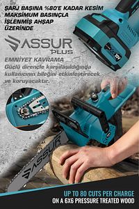 Extra Güçlü Şarjlı Testere Çift Akülü Ağaç Odun Dal Kesme Motoru Hızar 30 Cmpala Boyu Mav ürün fotoğrafı