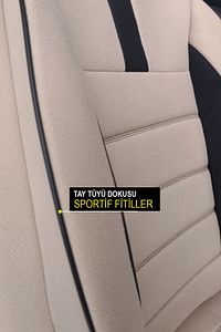 Oniks Bej Tay Tüyü Oto Koltuk Kılıfı - Ön Arka 5 Koltuk Tam Set - Üniversal ürün fotoğrafı