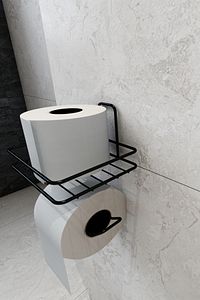 Yapışkanlı Tuvalet Kağıtlığı Tutacağı Askısı Mat Siyah Metal Tuvalet Kağıtlık ürün fotoğrafı