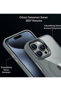 İphone 15 Pro Max Uyumlu Kılıf Kamera Çıkıntılı Magsafe Destekli Kenarı Renkli Hassas Butonlu Kapak ürün fotoğrafı