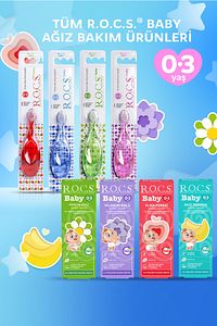 Rocs Baby 0-3 Yaş Bebek Diş Fırçası - Mavi ürün fotoğrafı