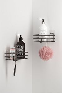 Banyo Düzenleyici Şampuanlık Banyo Duş Rafı 2 Adet Banyo Rafı Mat Siyah St281h ürün fotoğrafı