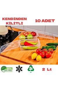 Saklama Kabı 10 Adet 2 Lt Kilitli, Dondurucu,buzdolabı,erzak,oyuncak,yemek,kahve,malzeme Kutusu,gıda ürün fotoğrafı