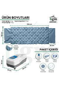 Havalı Yatak Baklava Tipi Havalı Hasta Yatağı Şişme Yatak Mavi Renk ürün fotoğrafı