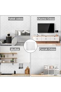 50x50 Cm 0,27 M² Silinebilir Kendinden Yapışkanlı Duvar Kağıdı Esnek Köpük Panel 3d Tuğla Desen ürün fotoğrafı