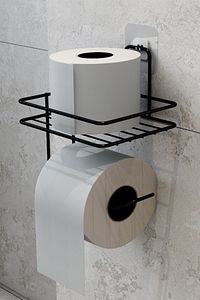 Yapışkanlı Tuvalet Kağıtlığı Tutacağı Askısı Mat Siyah Metal Tuvalet Kağıtlık ürün fotoğrafı