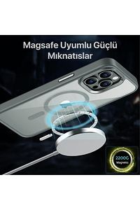 İphone 15 Pro Max Uyumlu Kılıf Kamera Çıkıntılı Magsafe Destekli Kenarı Renkli Hassas Butonlu Kapak ürün fotoğrafı