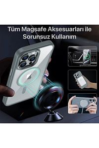 İphone 15 Pro Max Uyumlu Kılıf Kamera Çıkıntılı Magsafe Destekli Kenarı Renkli Hassas Butonlu Kapak ürün fotoğrafı