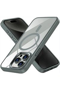 İphone 15 Pro Max Uyumlu Kılıf Kamera Çıkıntılı Magsafe Destekli Kenarı Renkli Hassas Butonlu Kapak ürün fotoğrafı
