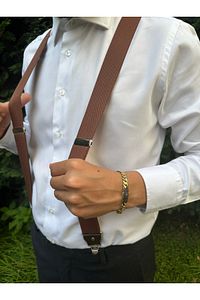 Sütlü Kahve Salopet Pantalon Askısı ürün fotoğrafı