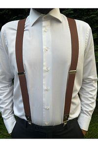 Sütlü Kahve Salopet Pantalon Askısı ürün fotoğrafı