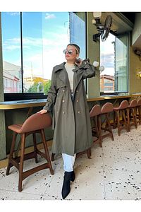 Geniş Kalıp Haki Astarlı Trençkot ürün fotoğrafı