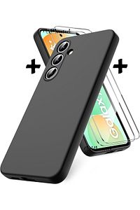 Samsung Galaxy S24 Fe Kılıf Kamera Korumalı Yumuşak Mat Silikon + 9H Ekran Koruyucu Cam Set 2in1 ürün fotoğrafı