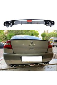 Renault Megane Uyumlu  2 Sedan Arka Tampon Eki Difüzör Gri 4 Egzoz Çıkışlı ürün fotoğrafı