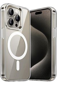 İphone 15 Pro Uyumlu Kılıf Magsafe Wireless Kablosuz Şarj Destekli Sert Şeffaf Darbe Emici Kapak ürün fotoğrafı