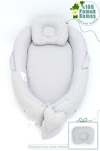 Babynest Ortopedik Bebek Yatağı, Anne Yanı Bebek Yatağı, Ergonomik Tasarım, Gökkuşağı Serisi, Gri ürün fotoğrafı