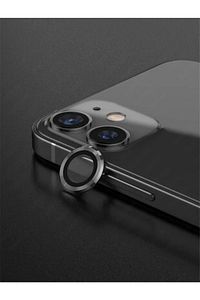 For Apple Iphone 11/12/12 Mini Alüminyum Alaşım Tempered Glass Kamera Lens Koruyucu(2'Lİ SET) Siyah ürün fotoğrafı