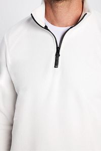 Unisex Standart Fit Anti-pilling Tüylenme Yapmayan Soğuk Geçirmez Ekru Dik Yaka Polar Sweatshirt ürün fotoğrafı